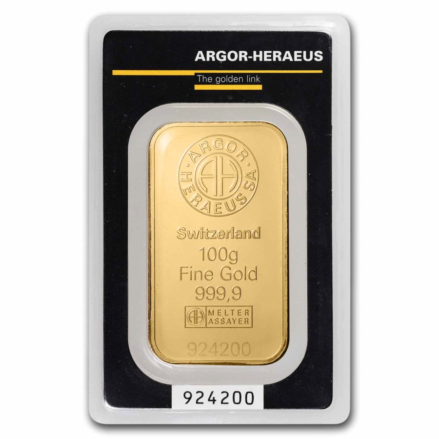 100 gram Gold Bar - Argor-Heraeus