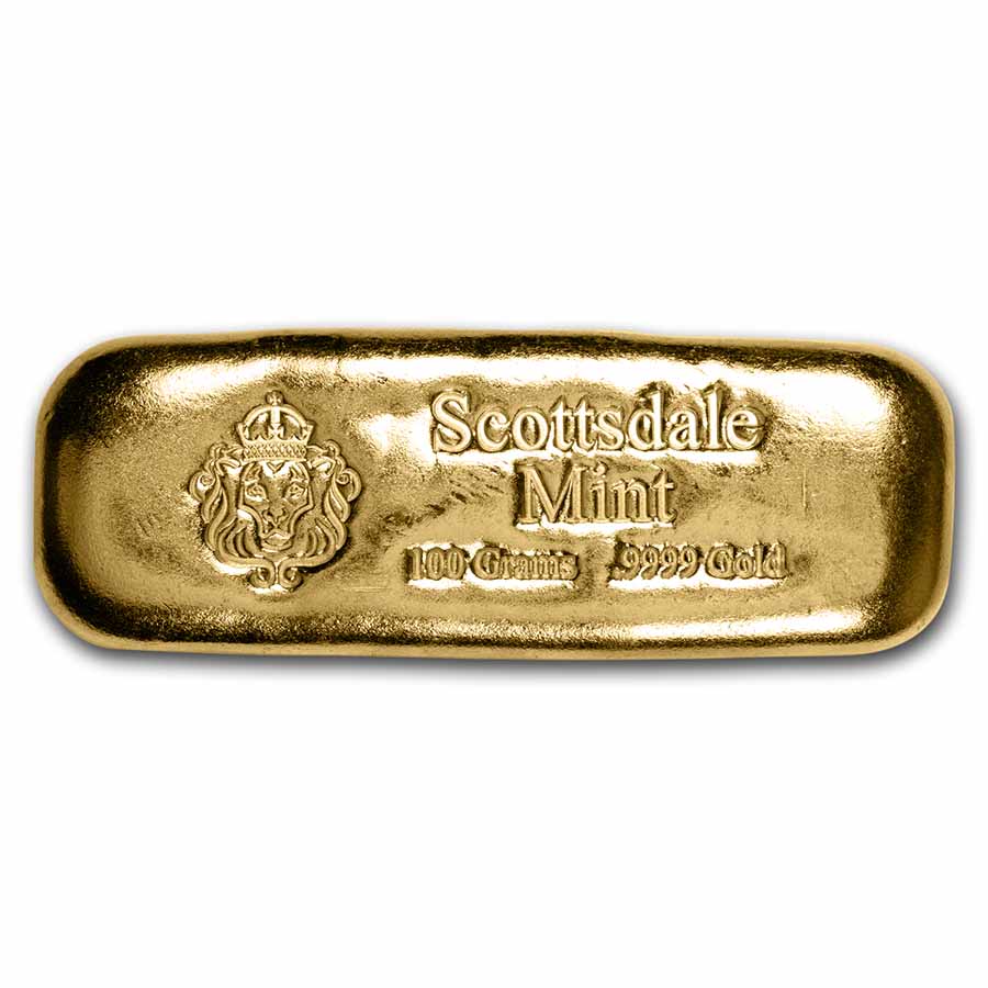 Buy 100 Gram Gold Bar - Scottsdale Mint | APMEX