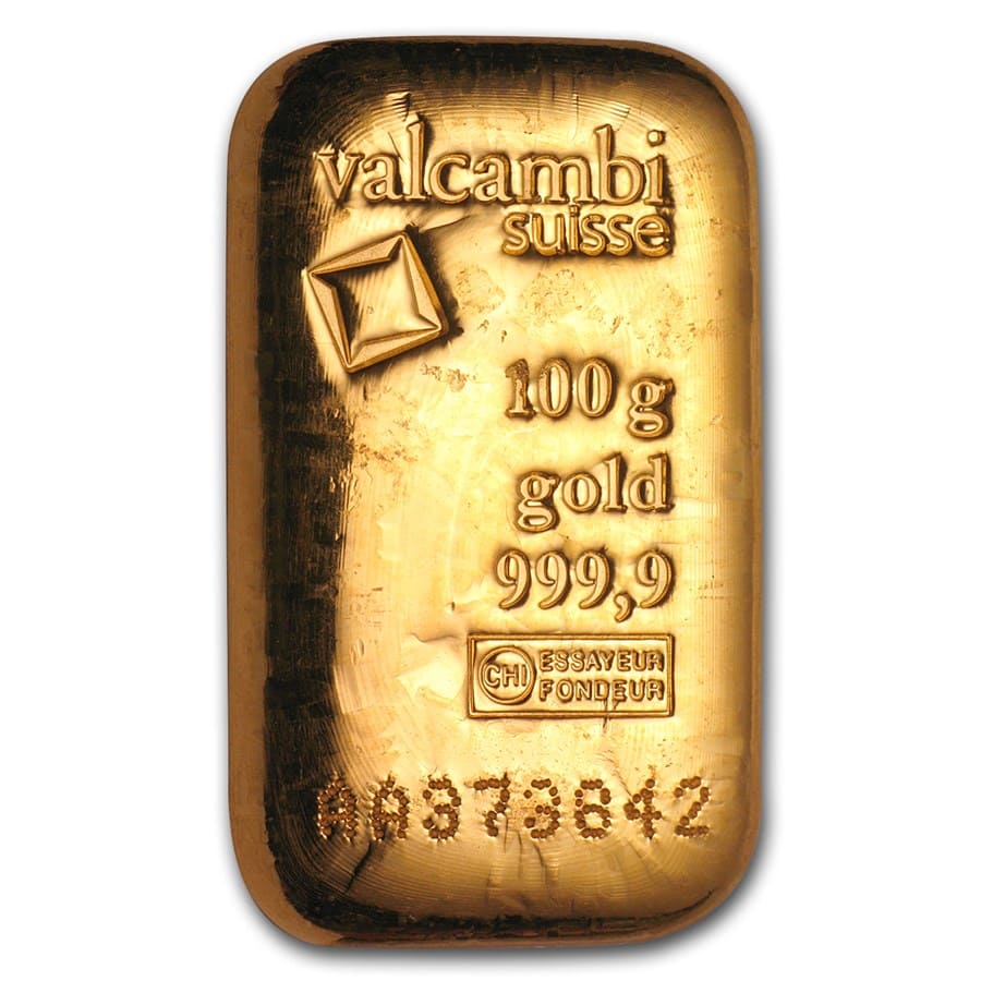 Buy 100 Gram Gold Bar - Valcambi (Cast/Poured W/Assay) | APMEX