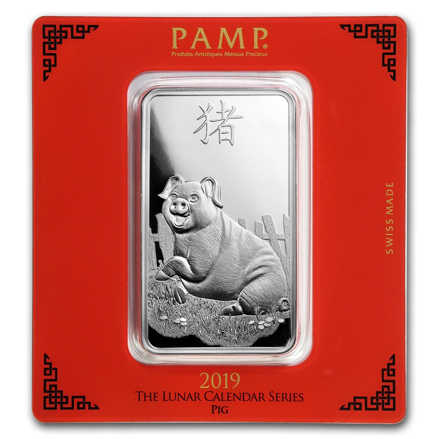 100 gram Silver Bar - PAMP Suisse (Year of the Pig)