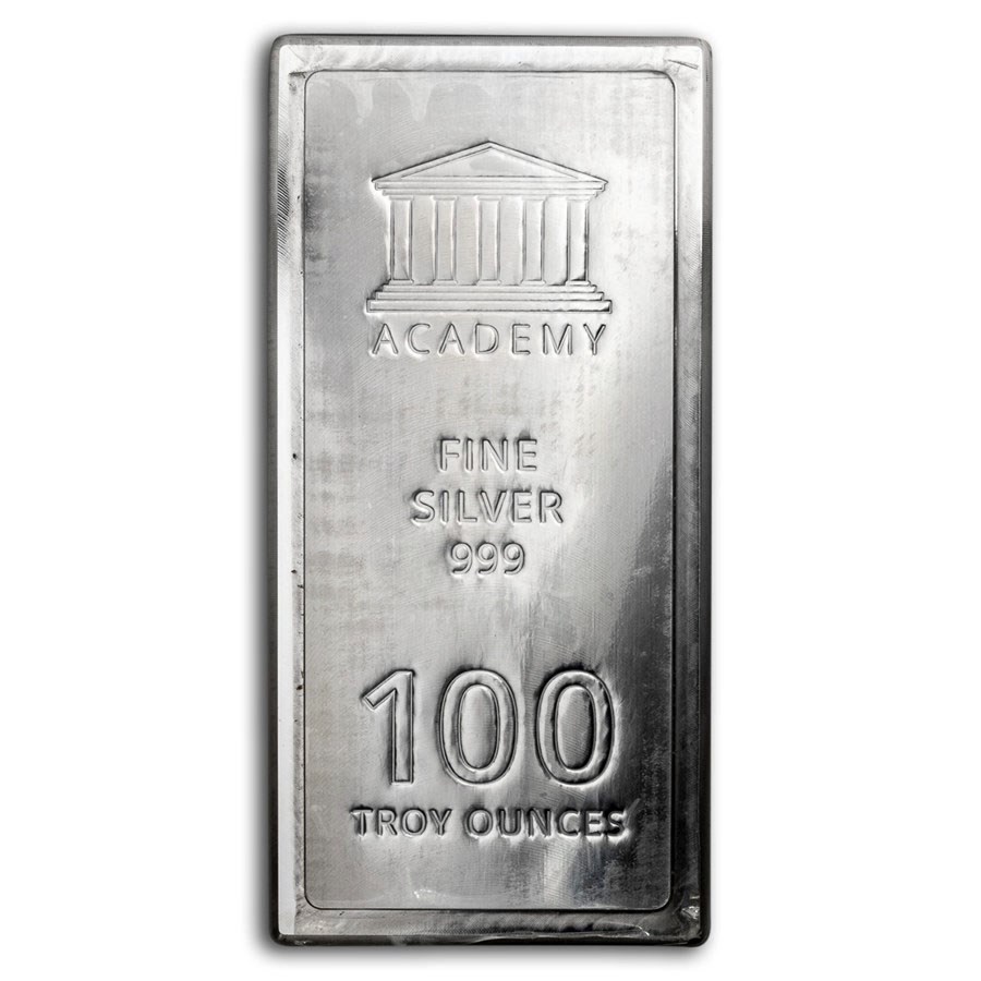 100 oz Silver Bar - Academy (Stackable)