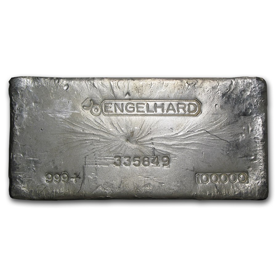 100 oz Silver Bar - Engelhard (Bull Logo)