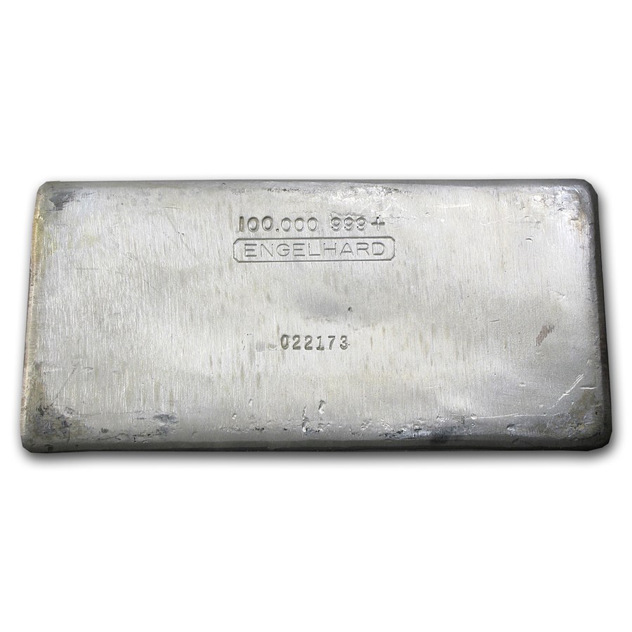 100 oz Silver Bar - Engelhard (First Generation, Poured)