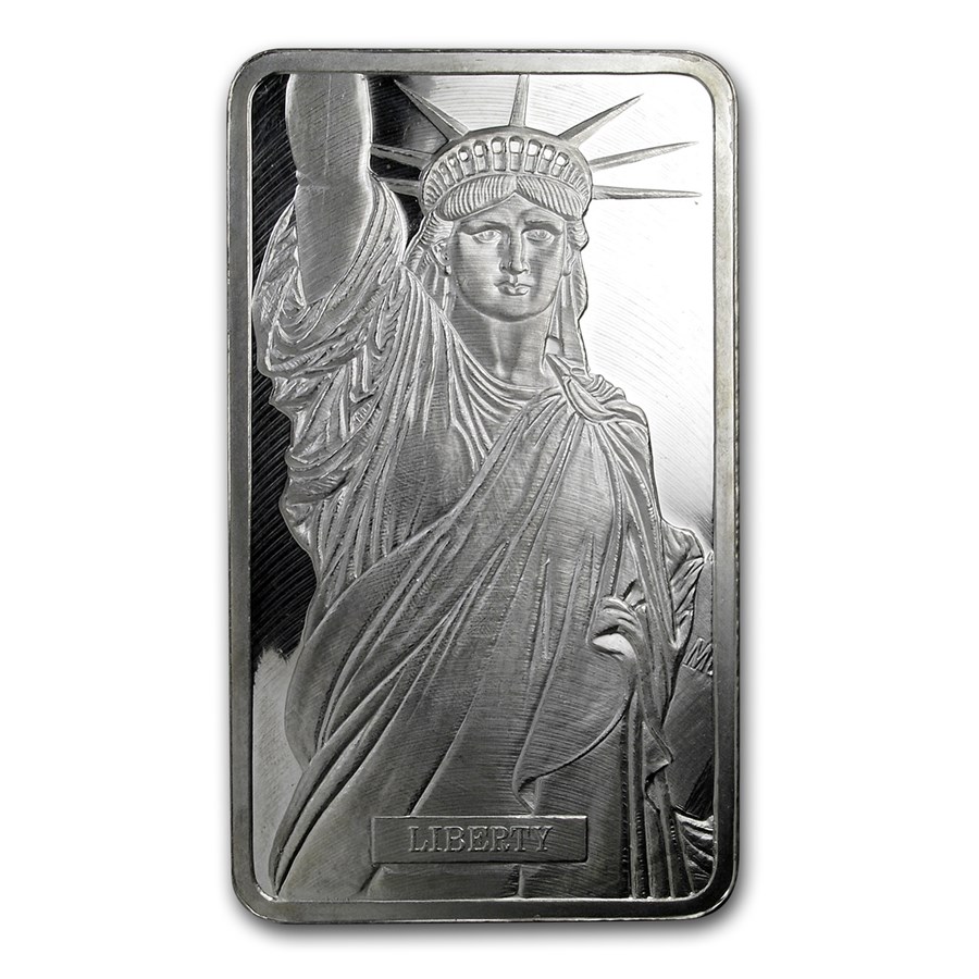 Buy 100 oz Silver Bar - Johnson Matthey (Statue of Liberty, JM) | APMEX