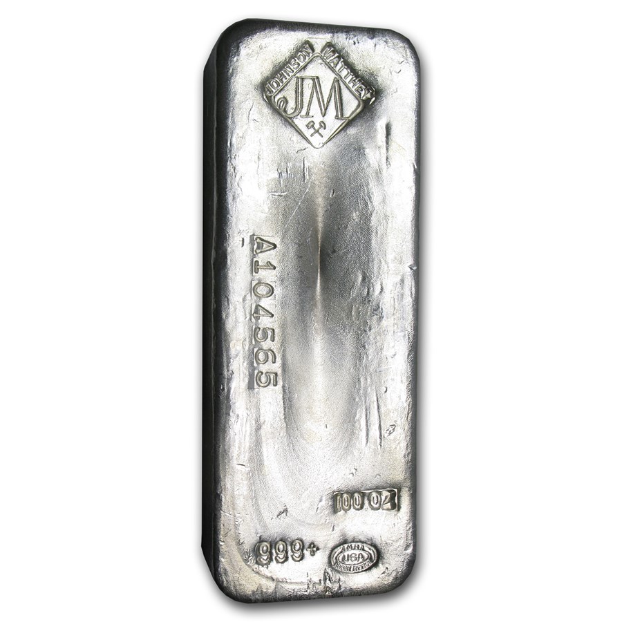 100 oz Silver Bar - Johnson Matthey (USA, Serial #)