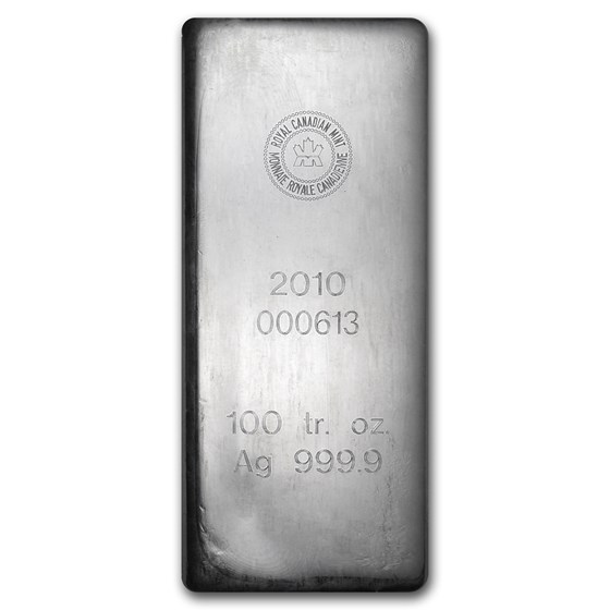 Buy 100 oz Silver Bar - Royal Canadian Mint (2010/.9999 Fine) | APMEX