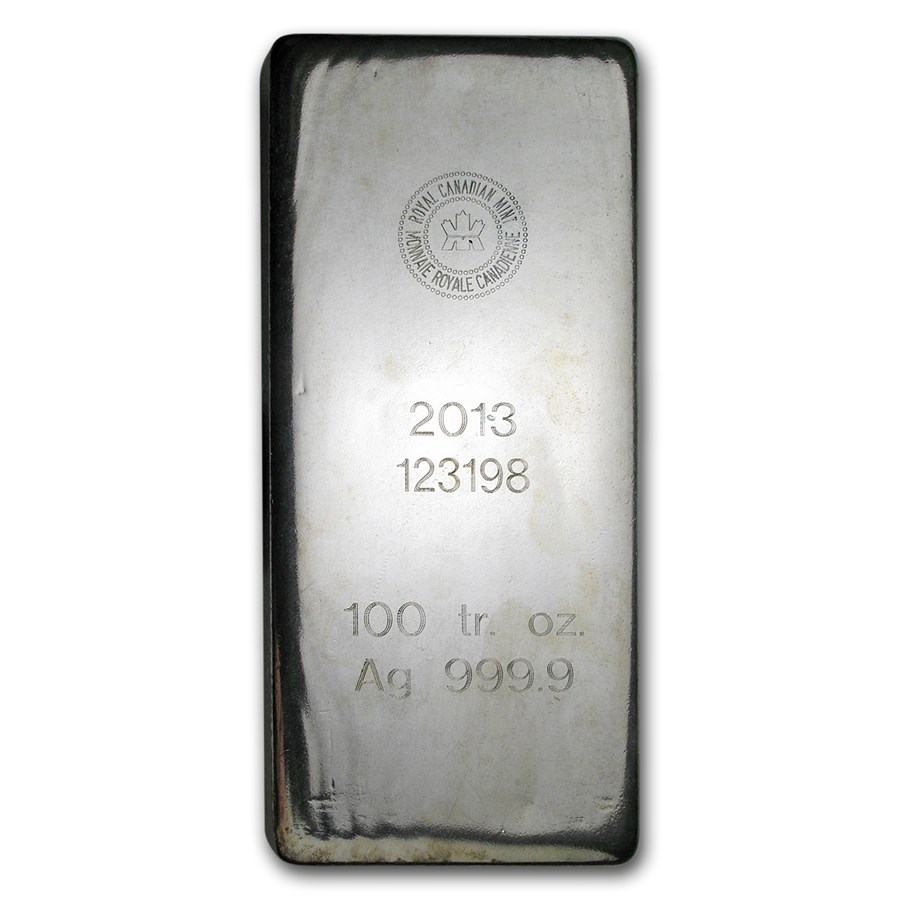 Buy 100 oz Silver Bar - Royal Canadian Mint (2013/.9999 Fine) | APMEX