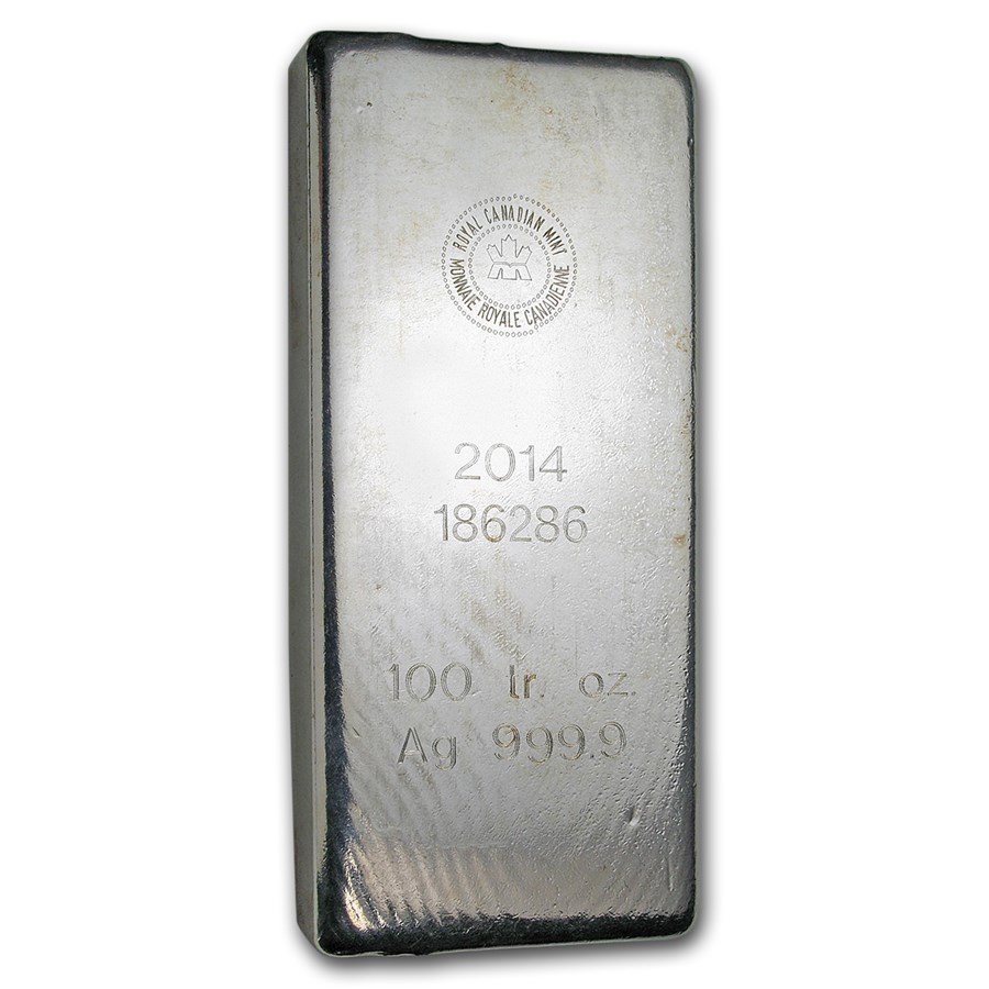 Buy 100 oz Silver Bar - Royal Canadian Mint (2014/.9999 Fine) | APMEX