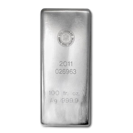 Buy 100 oz Silver Bar - Royal Canadian Mint (.9999 Fine, Random Year ...