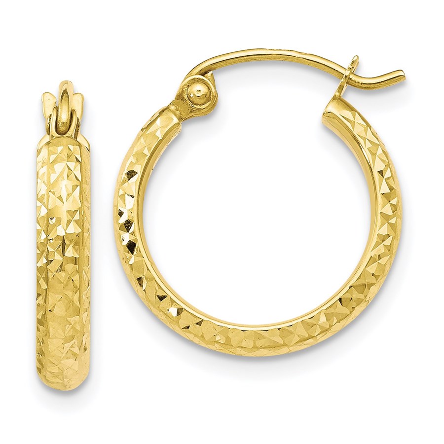 10K D/C Hinged Hoop Earrings - 16 mm