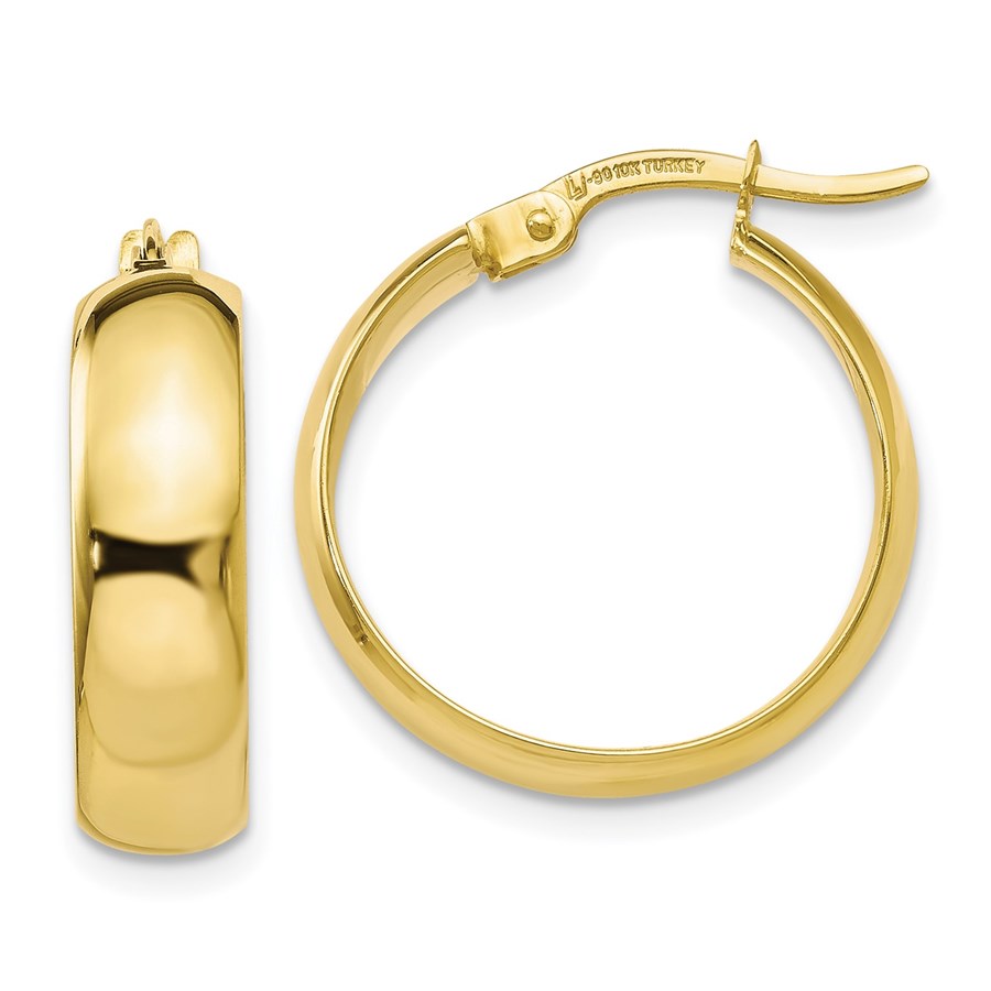 10K Polished Hinged Hoop Earrings - 19 mm