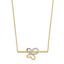 10K Rhodium-plated Polished D/C Butterfly Bar Necklace - 18 in.