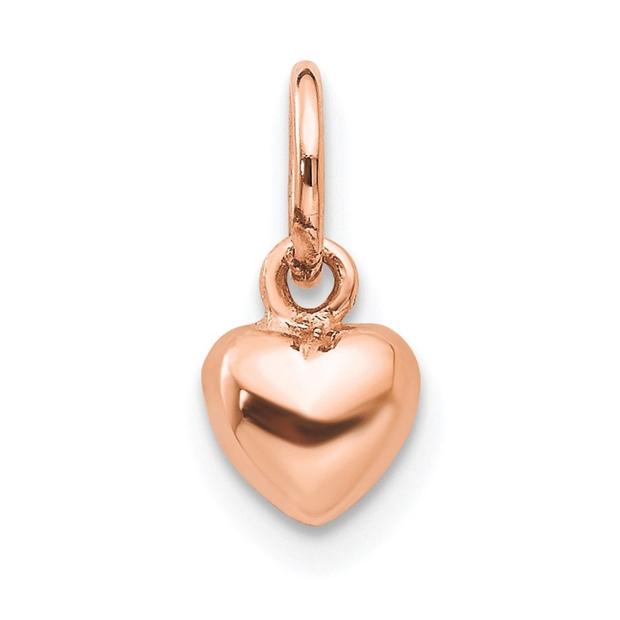 10K Rose Gold 3-D Heart Charm - 12 mm