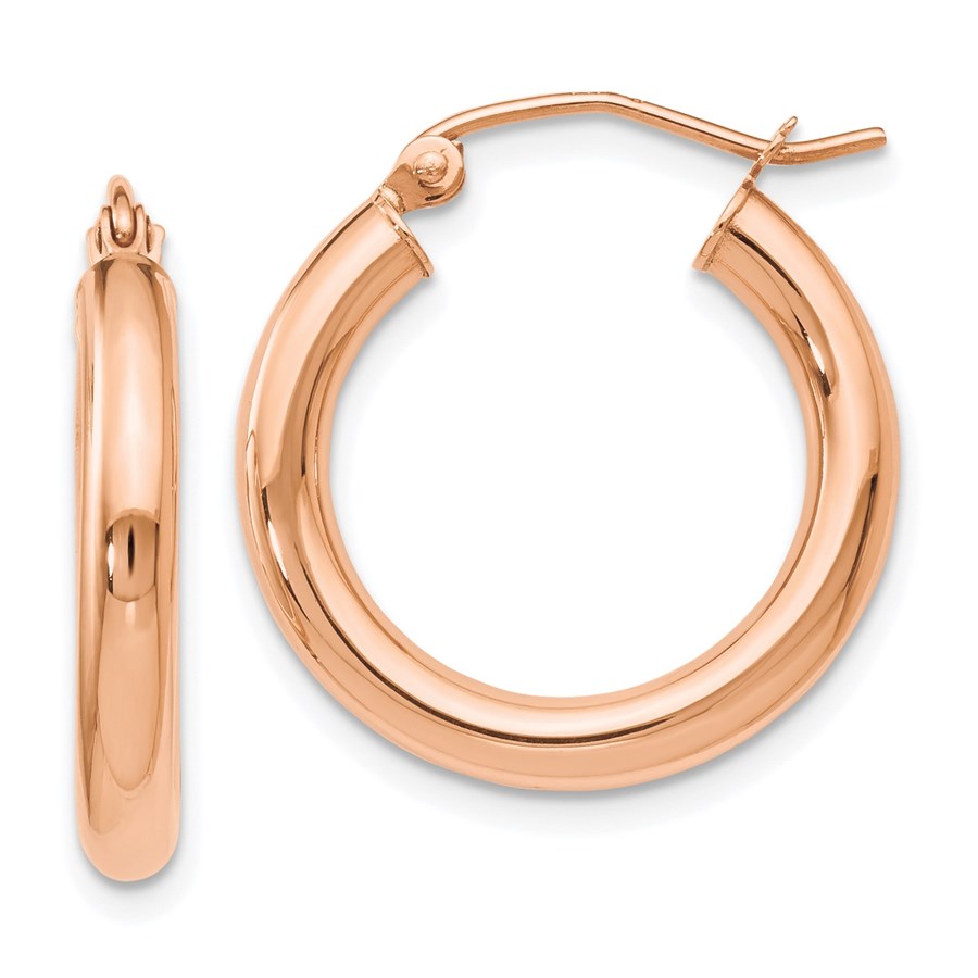 10K Rose Gold Polished Hoop Earrings - 21.25 mm