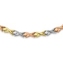 10K Tri-color Polished and Brushed D/C Necklace - 18 in.