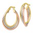 10K Tri-color Textured Twisted Hoop Earrings - 41 mm