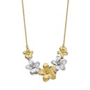 10K Two-tone Polished and Brushed D/C Flower Necklace - 18 in.