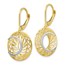 10K Two-tone Polished and Satin Leverback Earrings - 30 mm