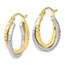 10K Two-tone Textured Hinged Hoop Earrings - 23 mm