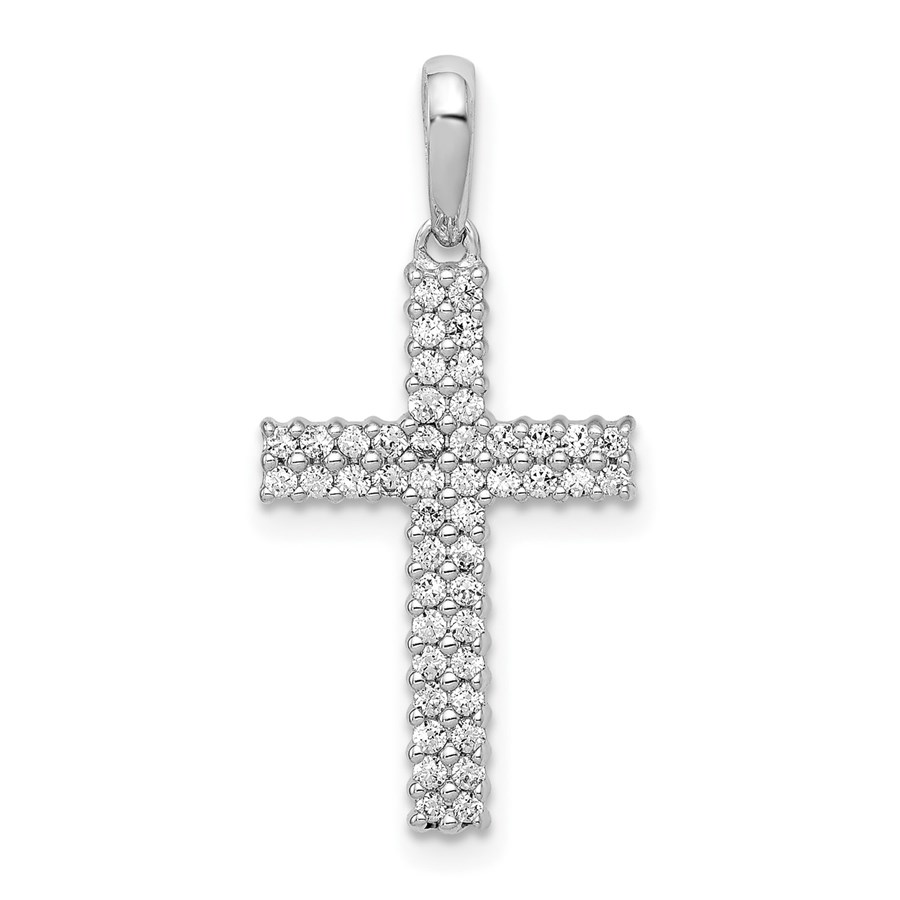 10K White Gold 1/4ct. Diamond Cross Pendant - 26 mm