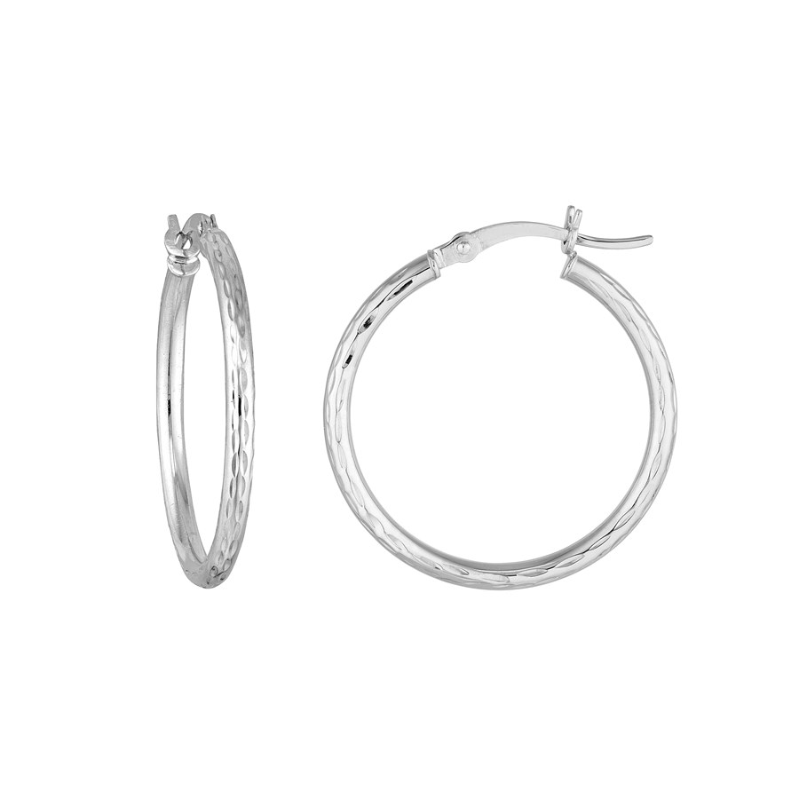 Buy 10K Wht Gold 2 x 20 mm DC Round Hoop Earrings | APMEX