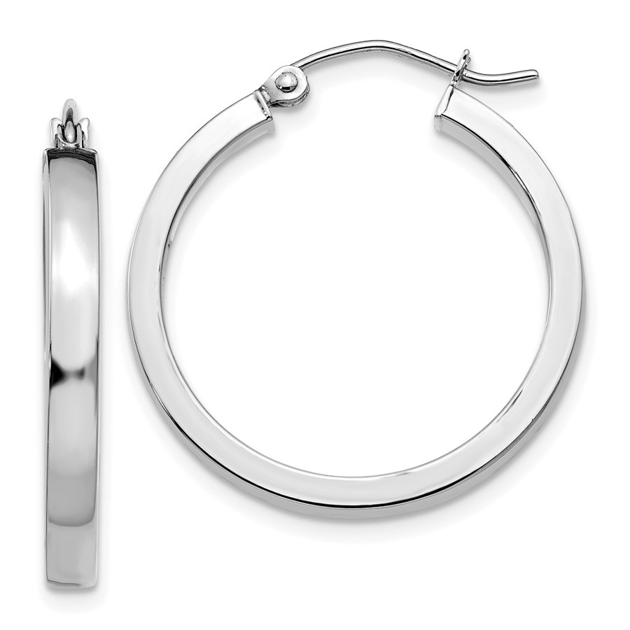 10K White Gold 2x3mm Rectangle Tube Hoop - 25 in.