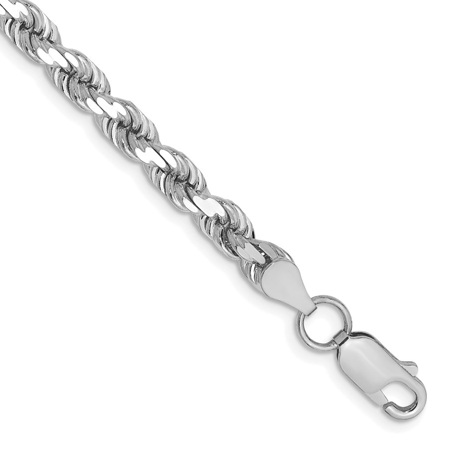 10K White Gold 4.5mm Diamond-Cut Rope Chain - 9 in.