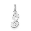 10K White Goldw Small Script Initial E Charm - 17.15 mm