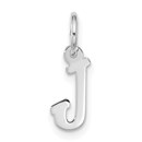 10K White Goldw Small Script Initial J Charm - 17.05 mm