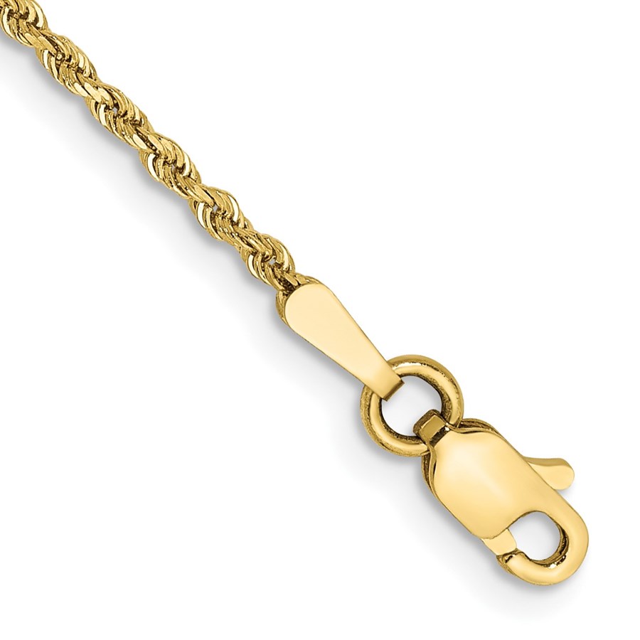 10K Yellow Gold 1.5mm Diamond-cut Rope Chain Anklet - 10 in.