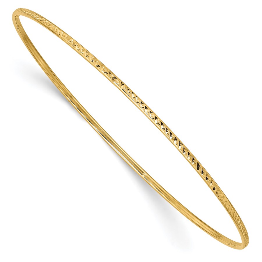 10K Yellow Gold 1.5mm Diamond-Cut Slip-on Bangle Bracelet - 8 in.