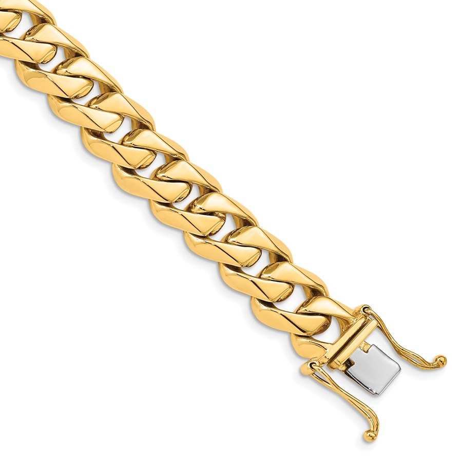 10K Yellow Gold 11mm Traditional Link Bracelet - 8 in.