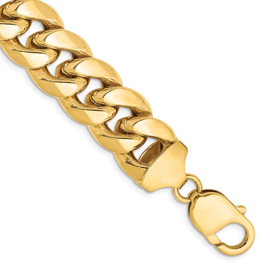 10K Yellow Gold 13.2mm Semi-Solid Miami Cuban Chain - 9 in.