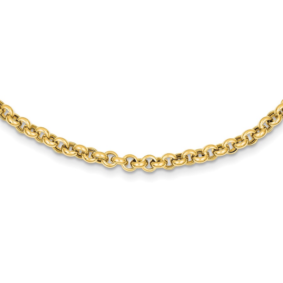 10K Yellow Gold 18in 5mm Fancy Rolo Link Necklace - 18 in.