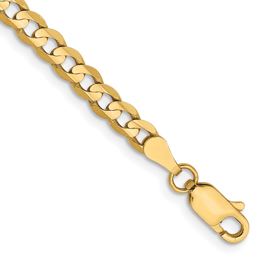 10K Yellow Gold 3.8mm Open Concave Curb Chain - 9 in.