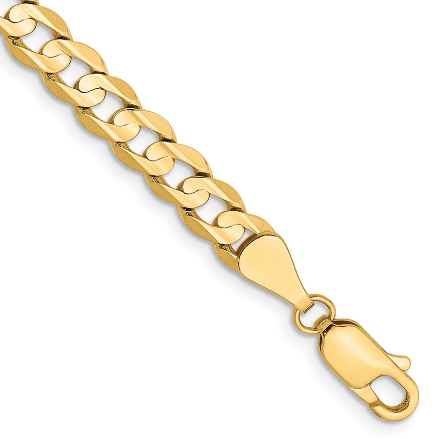 10K Yellow Gold 5.25mm Open Concave Curb Chain - 8 in.