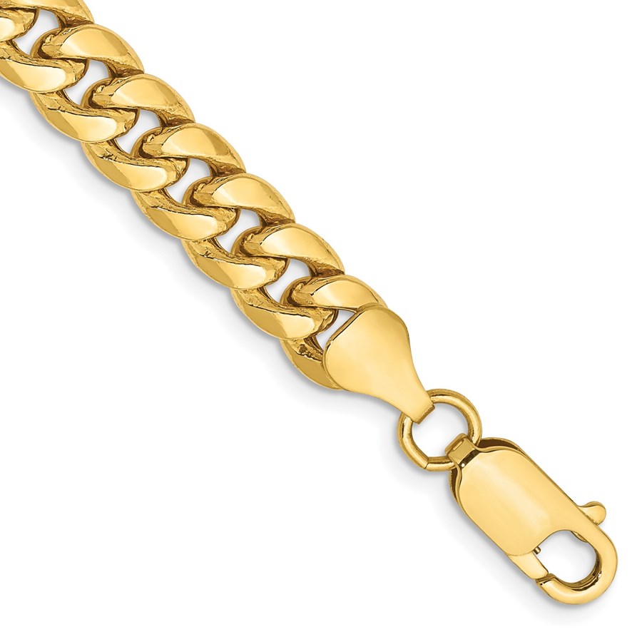 10K Yellow Gold 6.75mm Semi-Solid Miami Cuban Chain - 9 in.