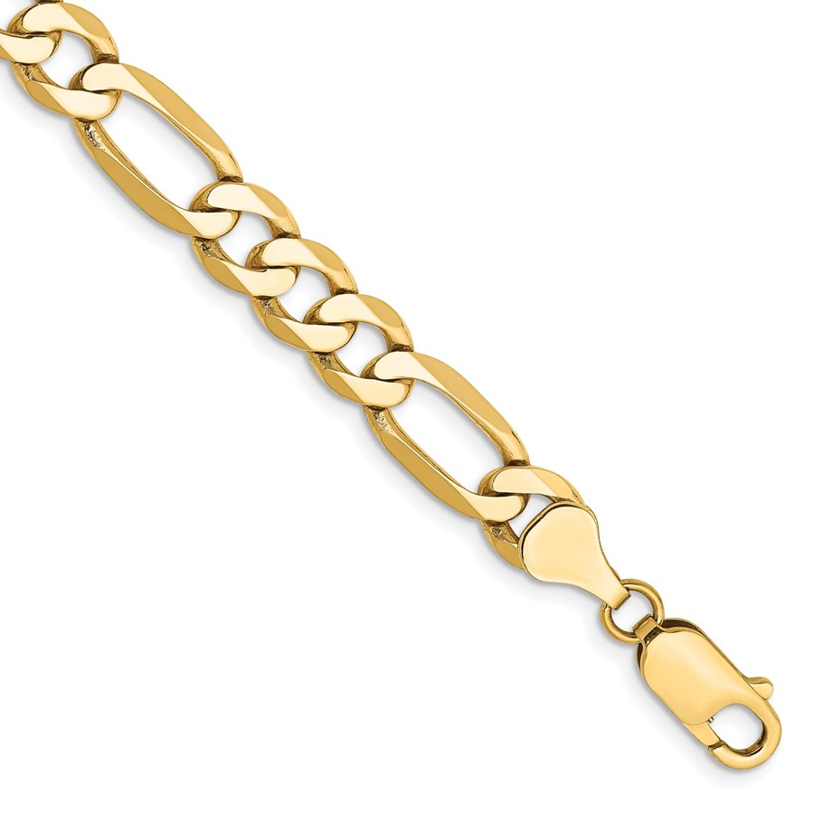 10K Yellow Gold 7mm Flat Figaro Chain - 9 in.