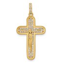 10K Yellow Gold CZ Crucifix Cross Pendant - 24.95 mm