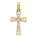 10K Yellow Gold CZ Latin Cross Pendant - 21.55 mm