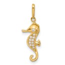 10K Yellow Gold CZ Seahorse Charm - 24.3 mm