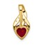 10K Yellow Gold Diamond and Created Ruby Heart Pendant