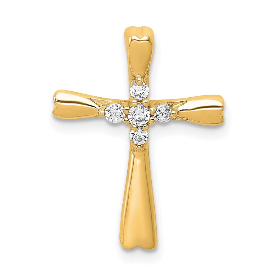 10K Yellow Gold Diamond Cross Slide Pendant - 20 mm