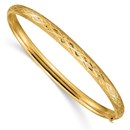 10K Yellow Gold Diamond-cut Fancy Bangle Bracelet - 7 in.