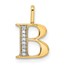 10K Yellow Gold Diamond Letter B Initial Pendant - 15.26 mm