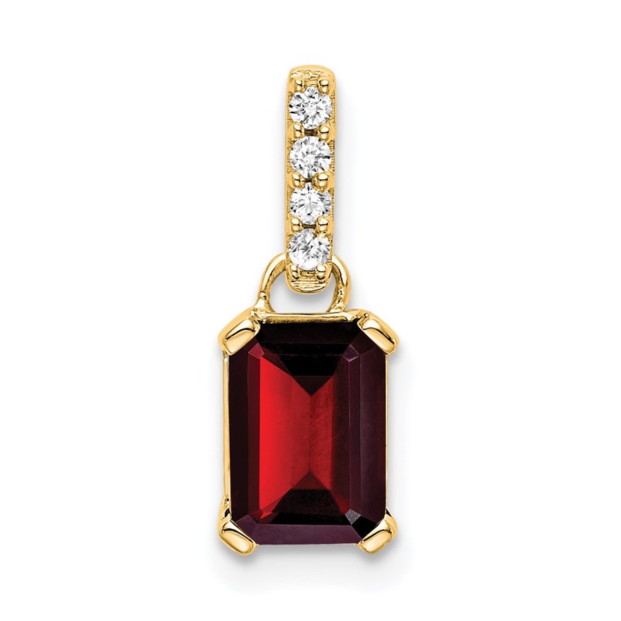 10K Yellow Gold Garnet and Diamond Pendant - 15.9 mm