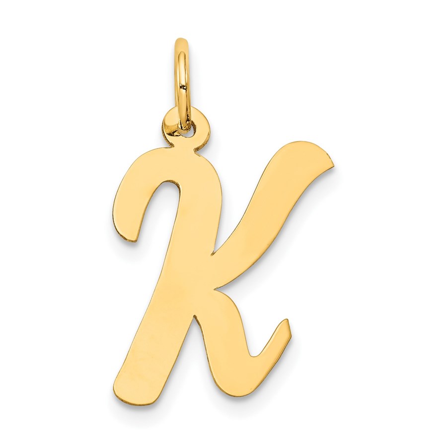 10K Yellow Gold Large Script Letter K Initial Charm