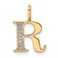 10K Yellow Gold Letter R Initial Pendant - 15.46 mm