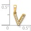 10K Yellow Gold Letter V Initial with Bail Pendant - in.