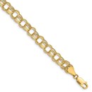 10K Yellow Gold Lite 7mm Triple Link Charm Bracelet - 7.25 mm